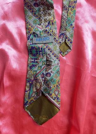 Шовкова вінтажна краватка kenzo шовк галстук кензо6 фото