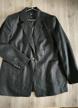Жакет блейзер пиджак чёрный лён 100%,52-54 р.