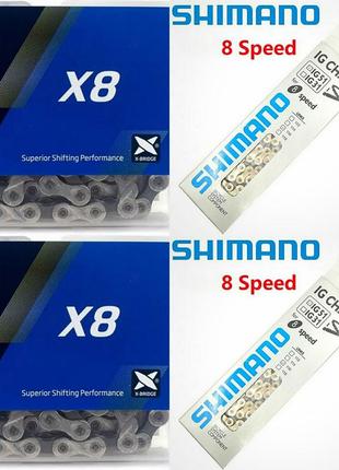 Цеп на велосипед shimano kmc для 6 7 8 швидкостей