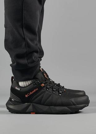 Зимові чоловічі кросівки columbia facet low trinsulate all black orange termo