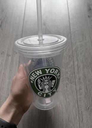 Starbucks стакан прозорий із трубочкою3 фото