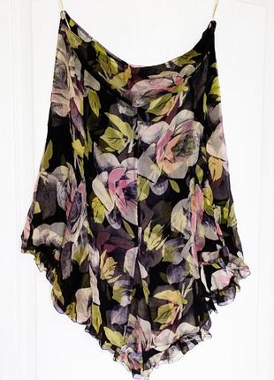 Шикарная юбка с цветочным мотивом karen millen. 38р. натуральный шелк.