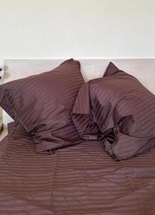 Страйп сатин шоколад комплект постельного белья1 фото