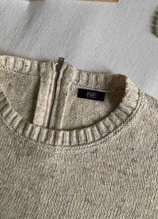 Бежевый модный меланжевый свитер-джемпер с шерстью (размер 16/44-18/46)2 фото
