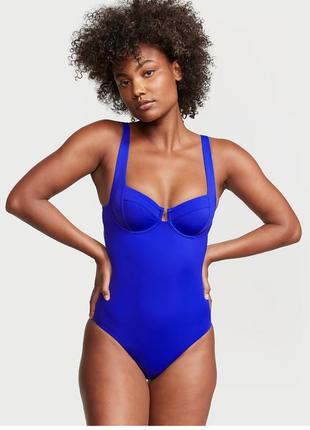 Суцільний стильний купальник-монокіні full-coverage від victoria's secret - blue oar оригінал