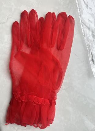 Тюлевые красные перчатки перчатки4 фото