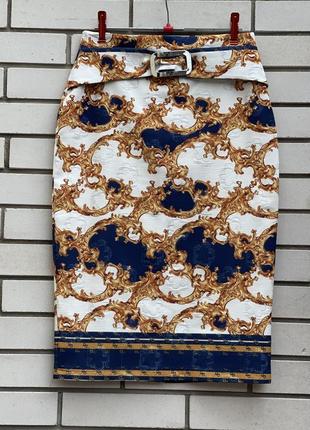 Юбка-карандаш миди в стиле versace,барокко принт pole & pole