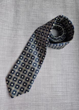 Брендовый синий оригинальный галстук в клетку кубики marks & spencer2 фото
