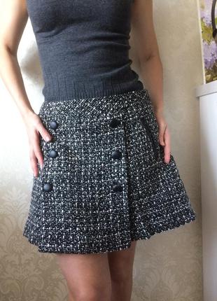 Женская серая твидовая юбка мини, на подкладке германия