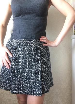 Женская серая твидовая юбка мини, на подкладке германия6 фото