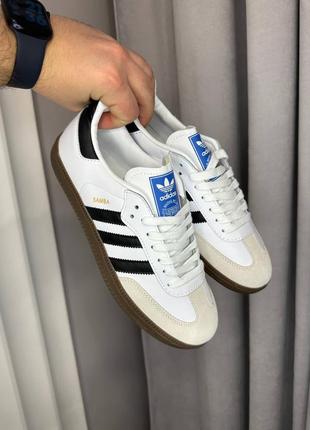 Кроссовки adidas samba white black белые женские / мужские6 фото