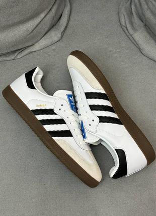 Кроссовки adidas samba white black белые женские / мужские8 фото