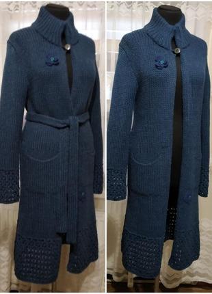 💖👍 якість супер! тепле в'язане пальто-халат, кардиган, довга кофта від італійського пр-ля.3 фото