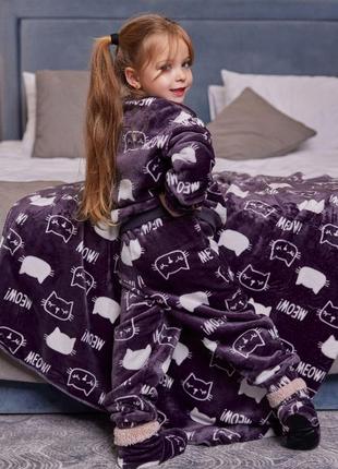Детская теплая махровая плюшевая пижама р.92-1583 фото