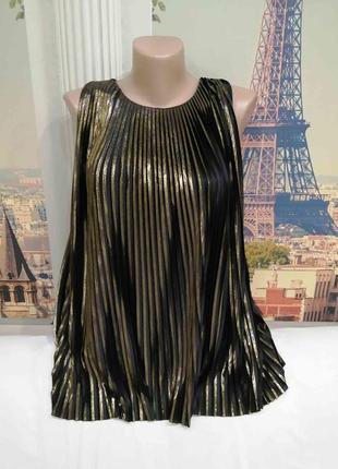 Шикарна блуза плісе з золотистим напиленням