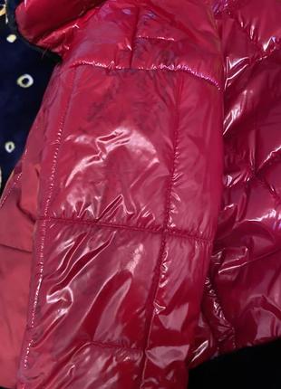 Куртка червона зимова косуха7 фото