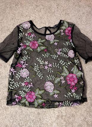 Прозрачная блузка топ cameo rose s с вышивкой