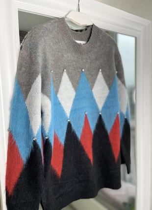 Replay итальянский шерстяной свитер с альпакой колорблок4 фото