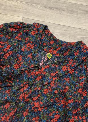 Разноцветная винтажная рубашка в цветы2 фото