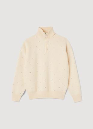 Бежевий світлий светр з камінцями блискітками sandro 2024