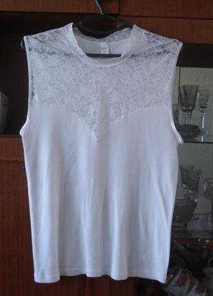 16-18 р -германия -фирменная белая майка с кружевом