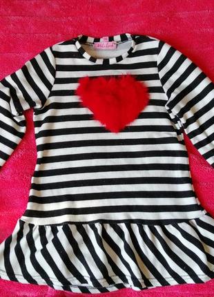 Платье туника красное сердце1 фото