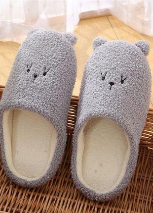 Осінньо-зимові теплі тапочки милі ведмежата пандочки шльопанці