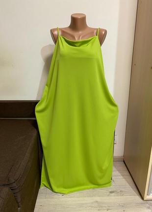Яркое новое неоновое лаймовое платье большой размер1 фото