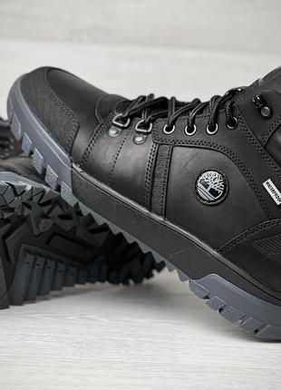 Спортивні шкіряні черевики на хутрі timberland boulder trail hiking black