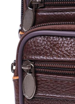 Компактная сумка мужская на пояс из натуральной кожи 21484 vintage коричневая3 фото