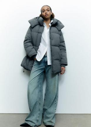 Дуте пальто з капюшоном pull&bear
