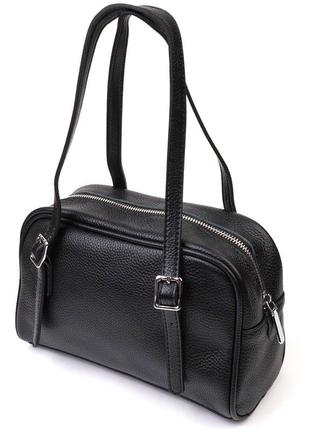 Цікава сумка-клатч зі знімними ручками з натуральної шкіри 22078 vintage чорна2 фото