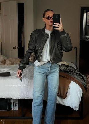 Бомбер куртка новая оригинал бомбер zara жаная зара zara хаки хаки кожаный куртка кожуная куртка косуха4 фото