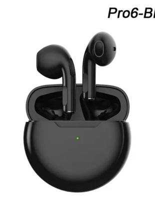 Беспроводные bluetooth-наушники air pro 6 tws черные вкладыши с микрофоном и сенсорным управлением