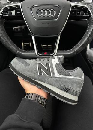 New balance 574 dark gray white reflective