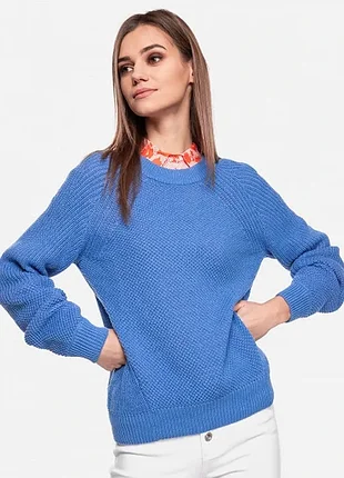Женский вязаный джемпер tom tailor голубой размер м (46)