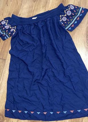 Сарафан оригинальный синий с опущенными плечами платье2 фото