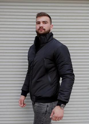 Утепленная мужская куртка бомбер черная4 фото