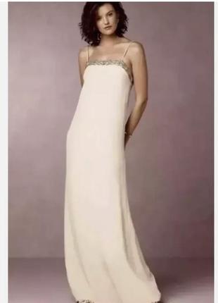 Сукня вечірня intropia  new anthropologie bhldn intropia marfil ivory embellish gown maxi