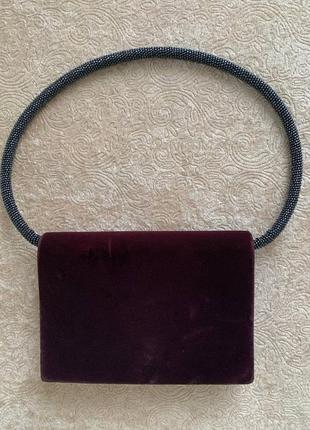 Бордова вечірня сумочка на блискучому ланцюжку