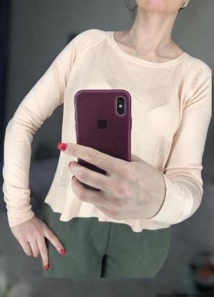 Блуза пуловер свитер нежно персикового цвета свободного кроя оверсайз5 фото
