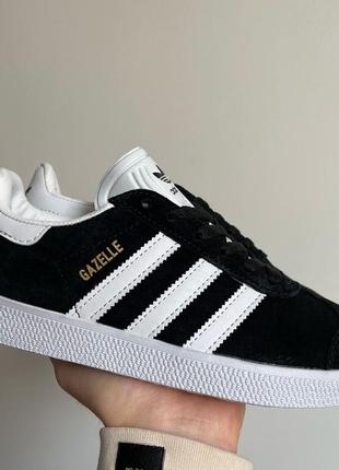 Женские замшевые черно-белые кеды в стиле adidas gazelle  🆕 замшевые кроссовки адидас