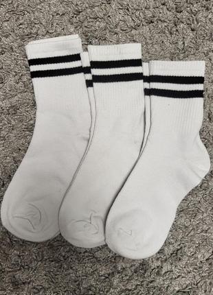 Шкарпетки білі довгі зі смужками