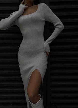 Сукня рубчик 🎨цвет: беж, серый, черный4 фото