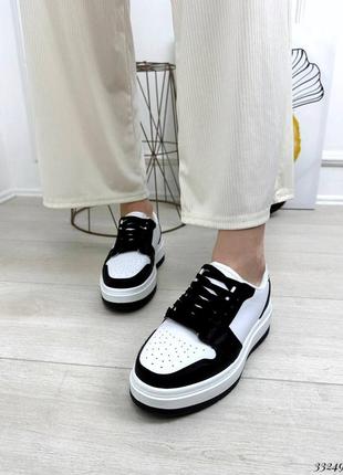 Кросівки  жіночі демісезонні чорно білі на платформі3 фото