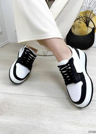 Кросівки  жіночі демісезонні чорно білі на платформі2 фото