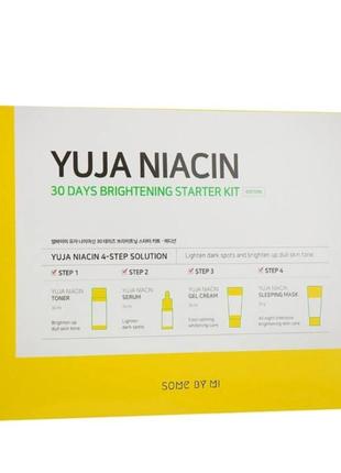 Набор - some by mi yuja niacin brightening (mask/20g + ton/30ml + gel/cr/30ml + ser/10ml)