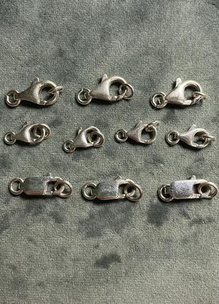 Серебряные застежки 925 проба карабины для украшений фурнитура