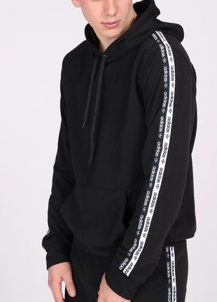 Мужская спортивная кофта adidas черная с лампасами худи адидас толстовка1 фото