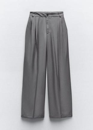 Широкі брюки zara костюмні штани зара full length pleated trousers1 фото